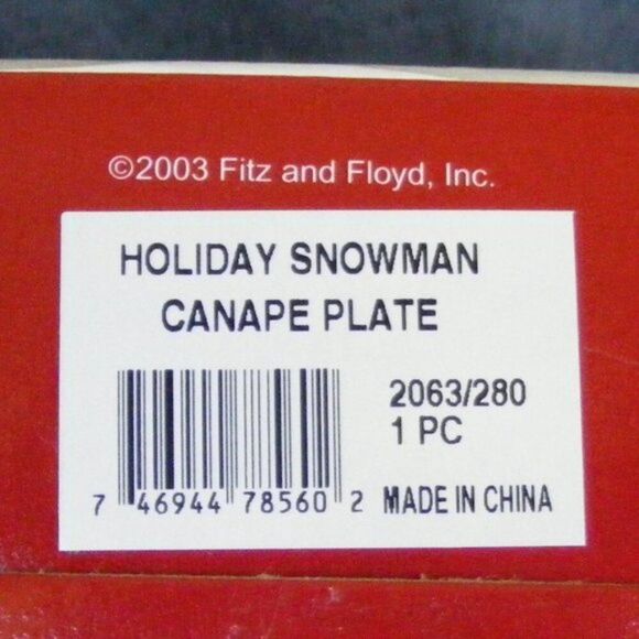 FITZ AND FLOYD Canape Plate, Holiday Snowman 2003, Original Package, 10x8.5" - Picture 8 of 8